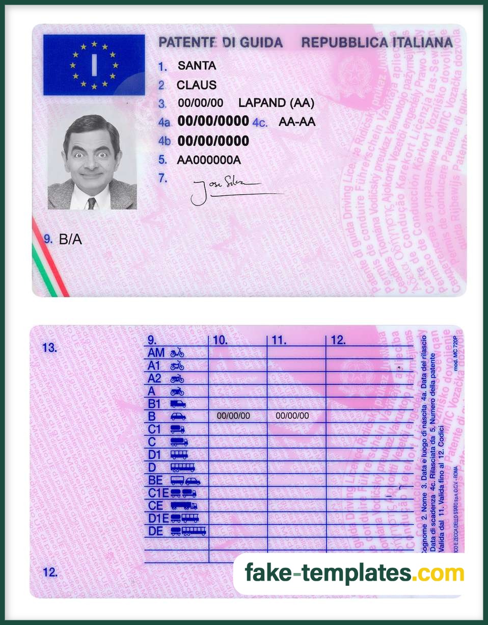 Italy Driver License Template Front